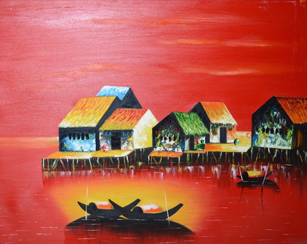 Tranh Sơn Dầu Sông Đêm